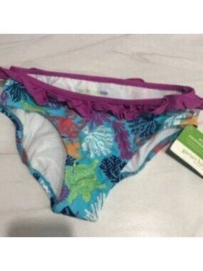 Garnet Hill Kid's Girl Pink & Blue Sea Turtle Swimsuit Bottom Bikini Size 12